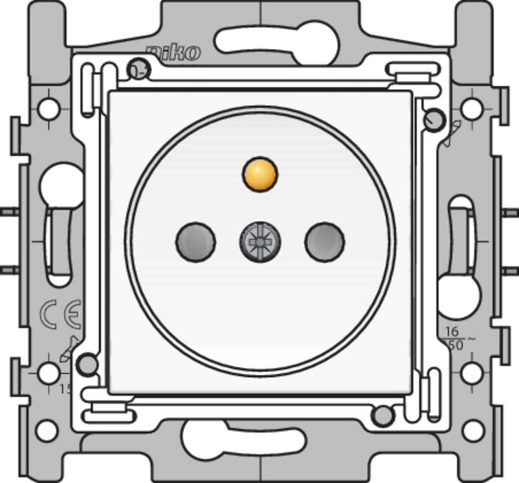 Niko 101-66605: Stopcontact met penaarde en beschermingsafsluiters, inbouwdiepte 28,5 mm, sokkel met insteekklemmen en afwerkingsset white - Image 2