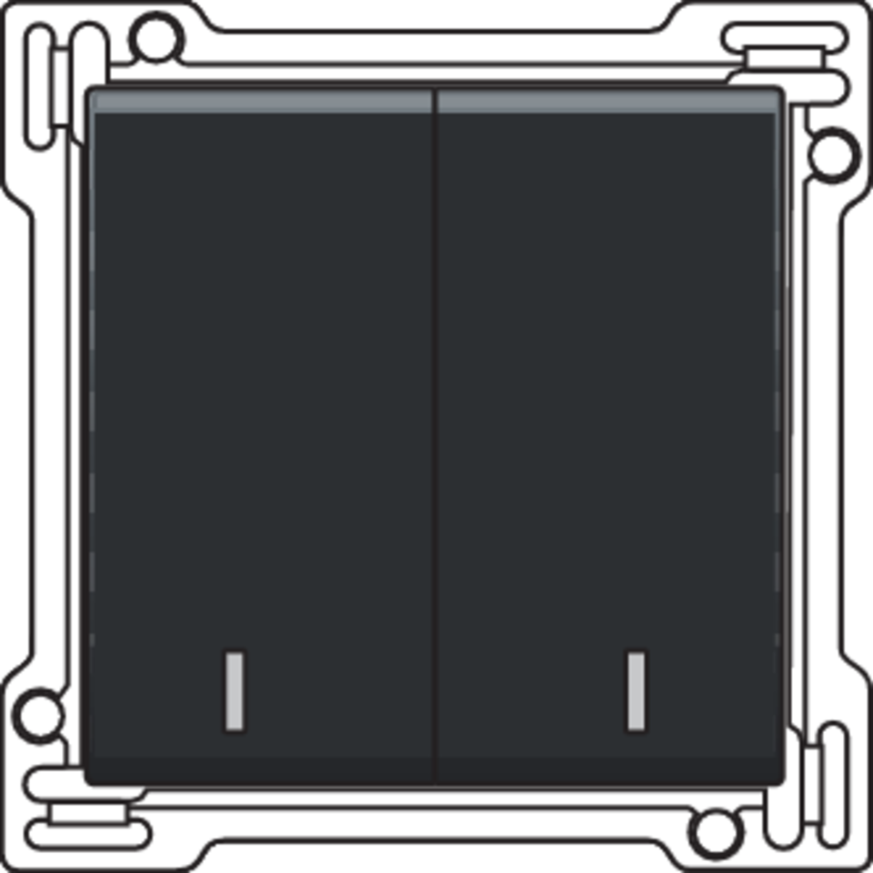 Niko 161-61507: Afwerkingsset met dubbele lens voor serieschakelaar, wisselschakelaar + drukknop N.O., dubbele wisselschakelaar of dubbele drukknop N.O. of N.G., black coated - Image 2