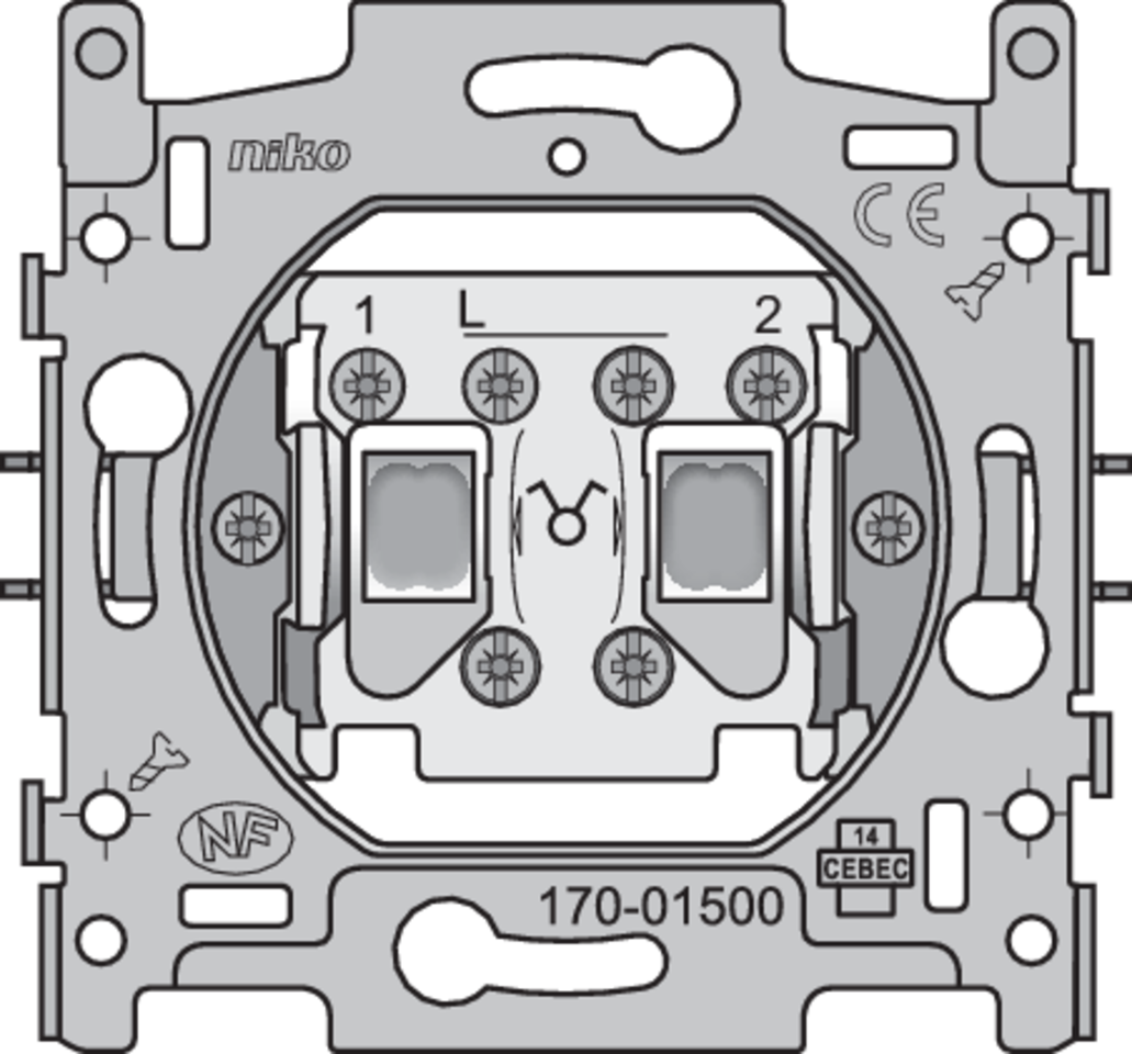Niko 170-01500: Sokkel voor serieschakelaar, 10 AX/250 Vac, schroefklemmen - Image 2