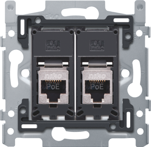 2 RJ45-aansluitingen STP Cat. 6A, klaar voor PoE++, vlakke u