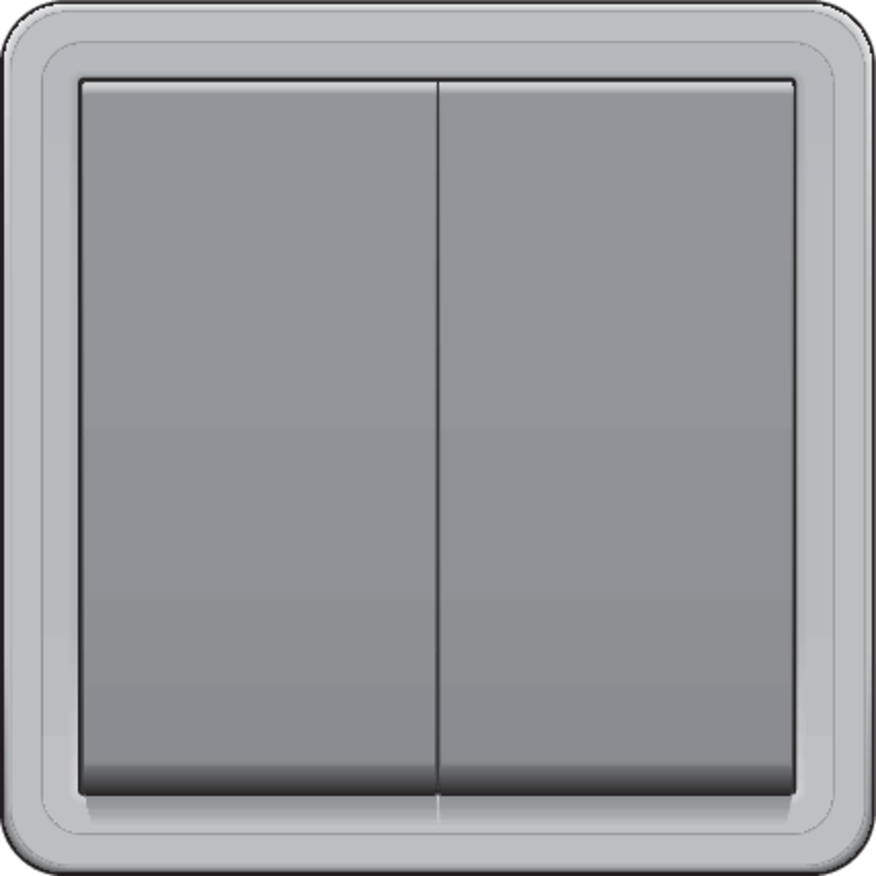 Niko 700-35005: Spuitwaterdichte, niet-verlichtbare dubbele drukknop 10 A/250 Vac met 2 N.O.- of N.G.-contacten, met insteekklemmen, grijs - Image 2