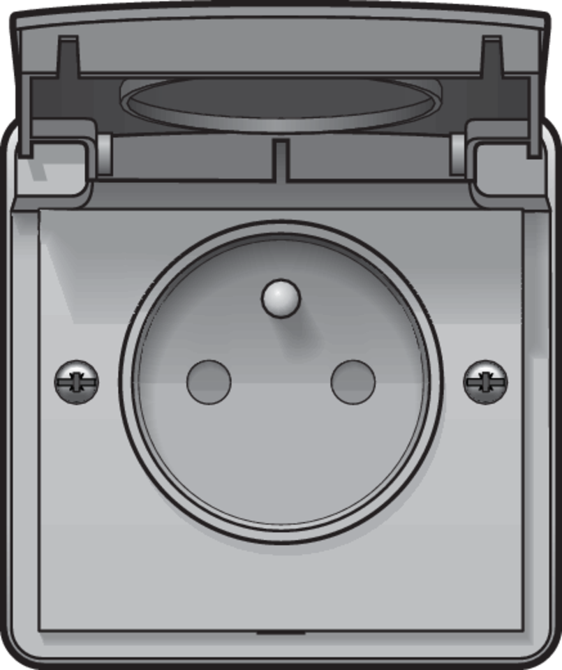 Niko 700-36605: Spuitwaterdicht stopcontact 16 A/250 Vac met penaarde, beschermingsafsluiters en met insteekklemmen, grijs - Image 2