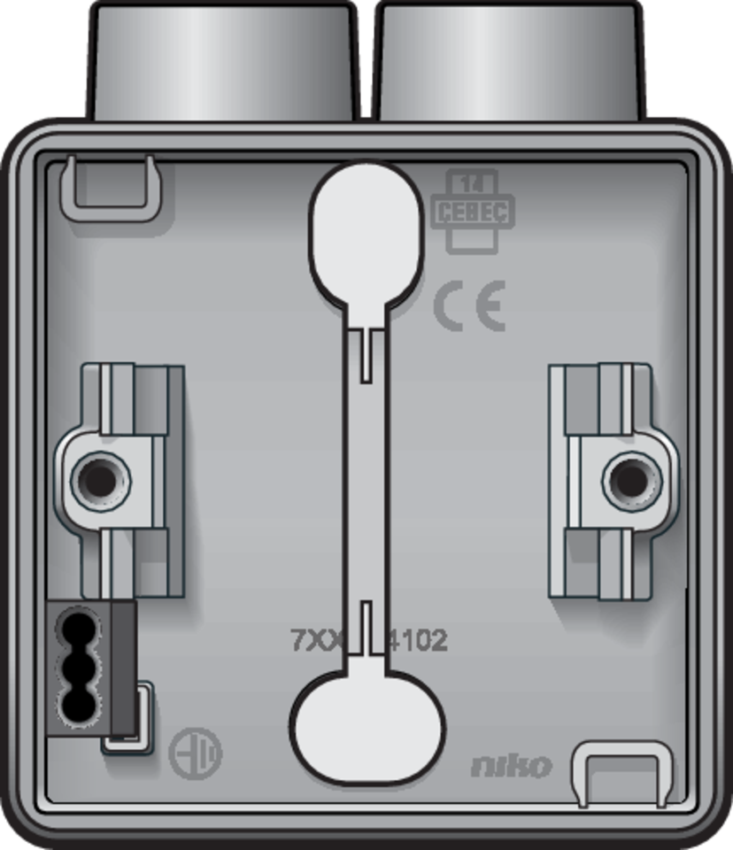Niko 700-84102: Spuitwaterdichte enkelvoudige opbouwdoos met één tweevoudige M20-ingang voor één functie, grijs - Image 2