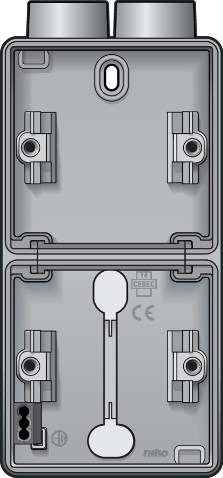 Niko 700-84202: Spuitwaterdichte dubbele verticale opbouwdoos met één tweevoudige M20-ingang voor twee functies, grijs - Image 2
