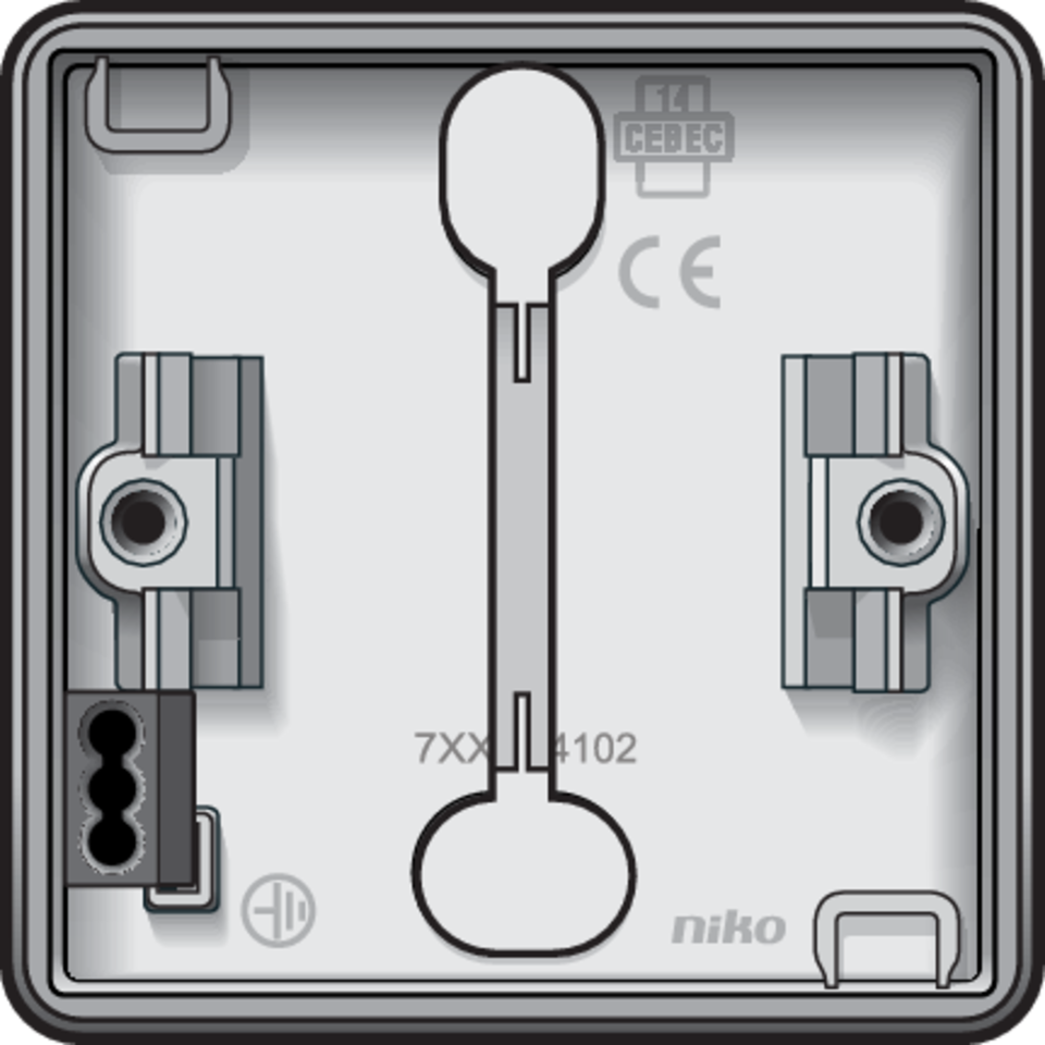 Niko 701-83101: Spuitwaterdichte enkelvoudige opbouwdoos met twee enkelvoudige soepele ingangen voor één functie, wit - Image 2