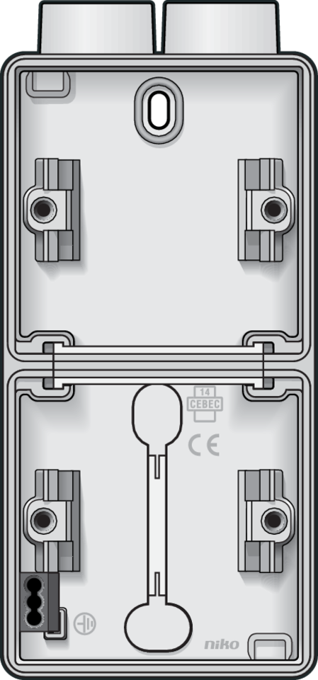 Niko 701-84202: Spuitwaterdichte dubbele verticale opbouwdoos met één tweevoudige M20-ingang voor twee functies, wit - Image 2